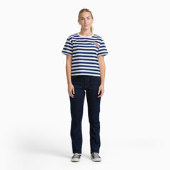 Junior's Short Sleeve Oversized Stripe Tee