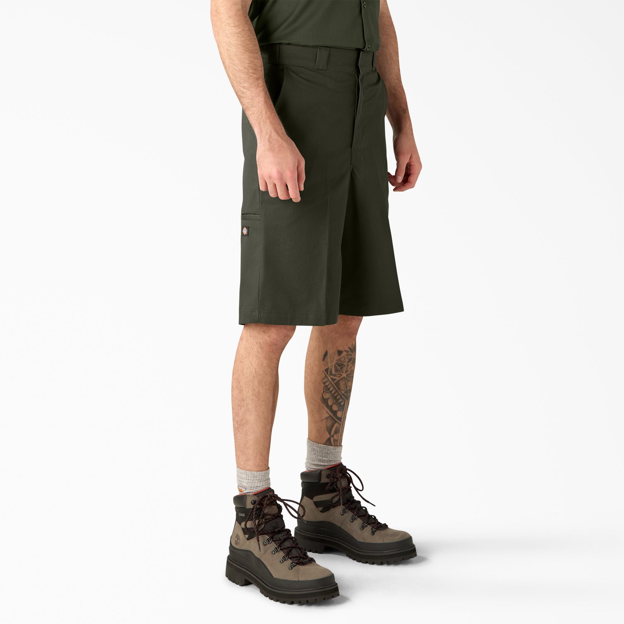 Loose Fit Flat Front Work Shorts, 13"